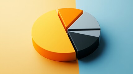 Obraz premium A D pie chart with interactive hover effects, each segment popping up slightly when focused on, perfect for dynamic data visualization.