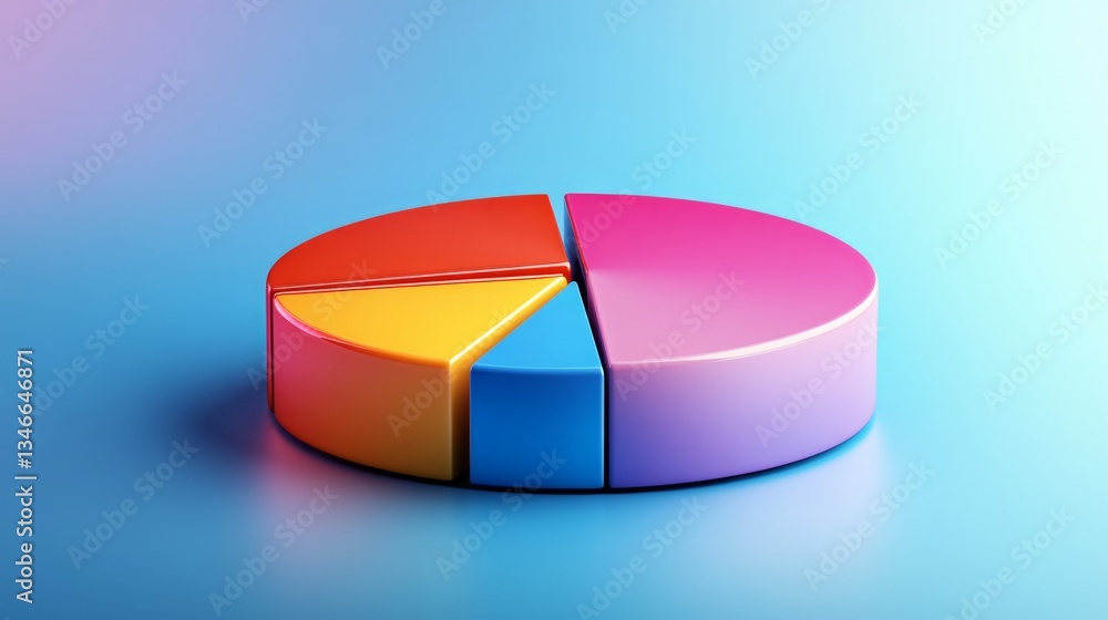 Aufkleber a professional d pie chart with gradient color fills, demonstrating the distribution of resources ac