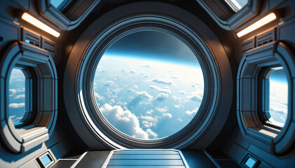 View from a spacestation orbiting a planet.