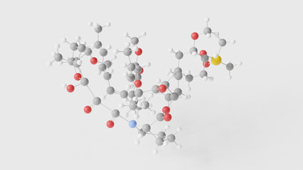 ridaforolimus molecule 3d, molecular structure, ball and stick model, structural chemical formula immunosuppressants