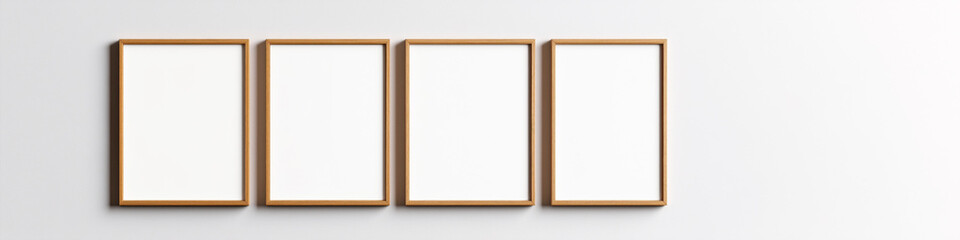 Obraz premium Panoramic banner with various wooden blank mock up frames