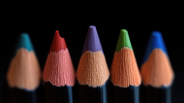 Close-up of colorful pencil tips