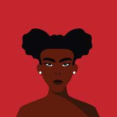 Attractive beautiful modern young stylish African woman portrait. Stylish young millennial character portrait. afro fashion trendy sunglasses earrings and pop art color.