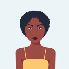 Attractive beautiful modern young stylish African woman portrait. Stylish young millennial character portrait. afro fashion trendy clothes and pop art color.