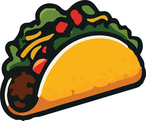 Tacos vector art illustration. Tacos vector icon. Taco with tortilla shell Mexican lunch flat vector icon for food apps and websites.
