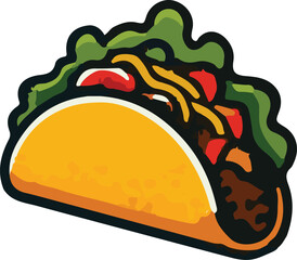 Tacos vector art illustration. Tacos vector icon. Taco with tortilla shell Mexican lunch flat vector icon for food apps and websites.