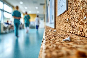 Healthcare Professionals in Busy Hospital Corridor