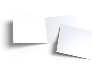 Open Leaflet or bi fold mockup. Blank template paper, wedding invitation, postcard, thank you card, notecards, note paper, greeting card, brochure or presentation your creative design work