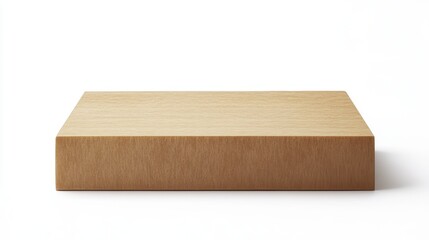 Light brown rectangular wooden block isolated on white background.