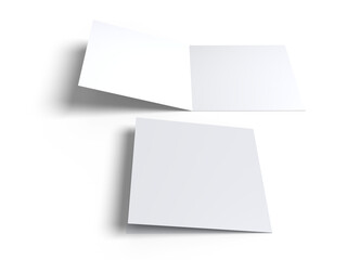 Open Leaflet or bi fold mockup. Blank template paper, wedding invitation, postcard, thank you card,...