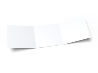Open Leaflet or tri fold mockup. Blank vector template paper, wedding invitation, postcard, thank...