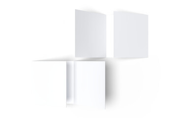 Open Leaflet or tri fold mockup. Blank vector template paper, wedding invitation, postcard, thank you card, notecards, note paper, greeting card, brochure or presentation your creative design work