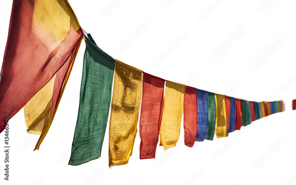Poster buddhist prayer flags isolated on a empty plain background