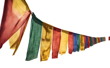 Buddhist prayer flags isolated on a empty plain background