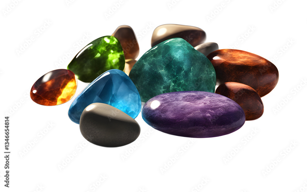 Poster chakra stones isolated on a empty plain background