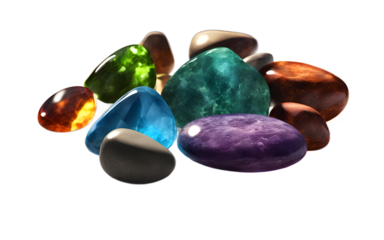 Chakra stones isolated on a empty plain background