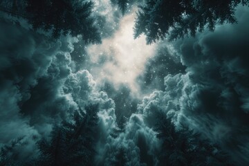 Fototapeta premium the Ambiance of the Jungle at Night with Exotic Plants and Animals