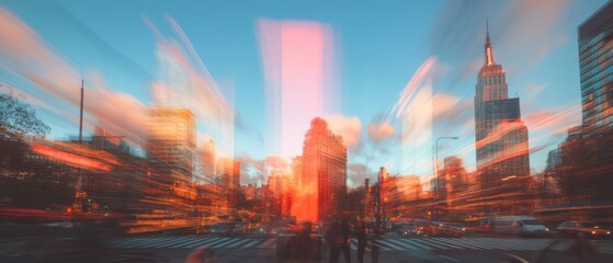 Dynamic Urban Mobility Nexus Blurred Cityscape Illuminates Futuristic Transit Integration with Cinematic Motion Blur Technology