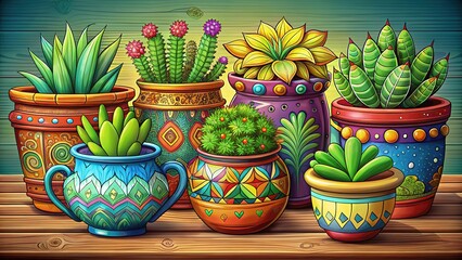 Cartoon Pot Illustrations for Home Decor