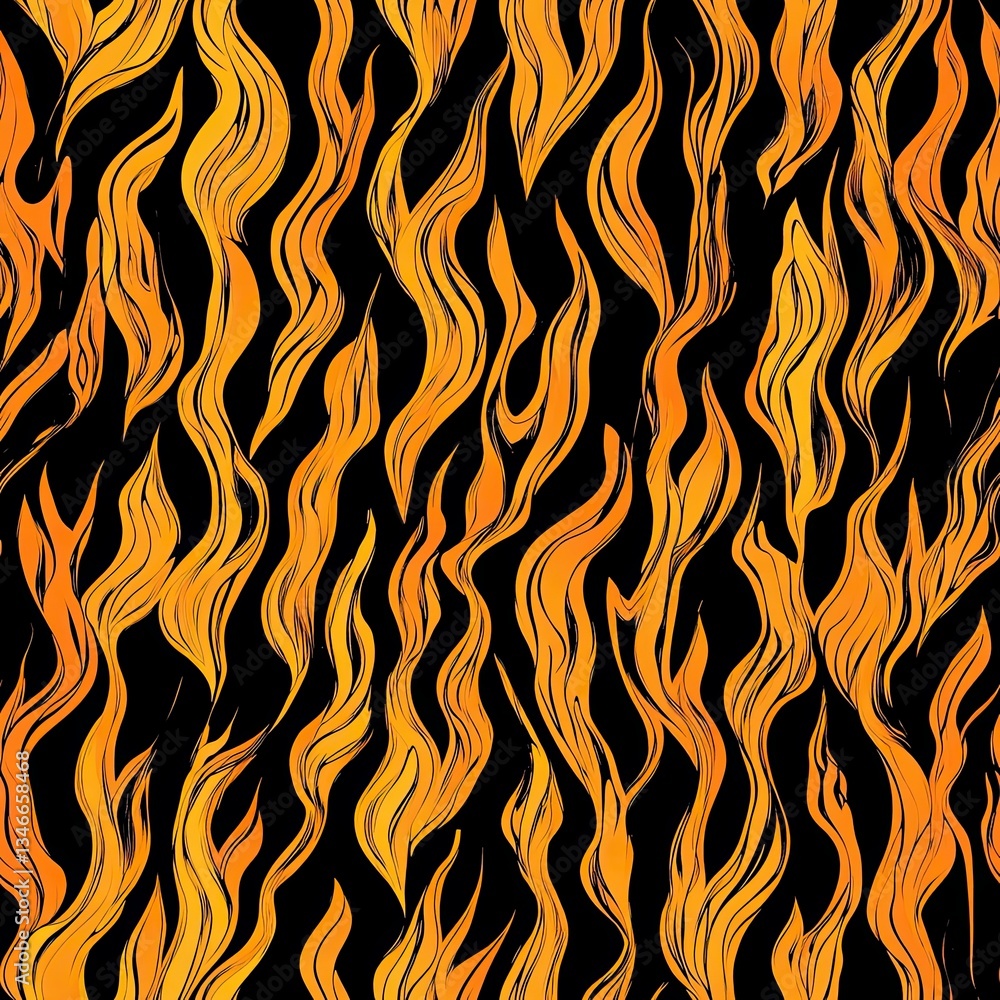 Aufkleber dynamic flame like patterns seamless woodcut texture ideal for backgrounds interiors and branding