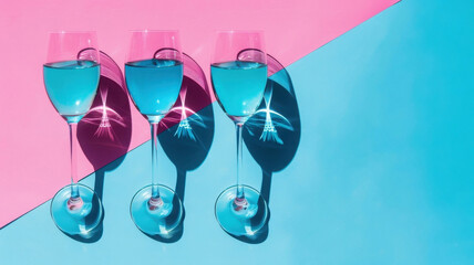 Modern abstract still life with wine glasses and reflections