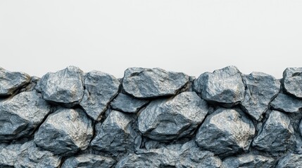 Gray Stone Wall Border Against White Background