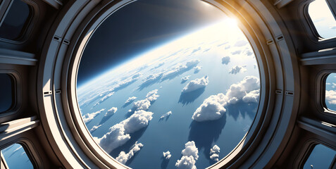 View from a spacestation orbiting a planet.