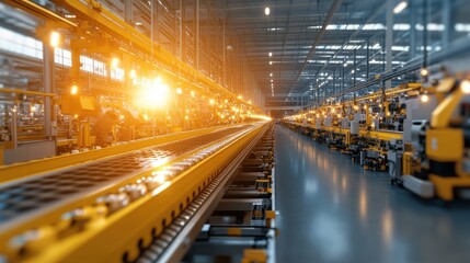 Modern industrial manufacturing facility with automated production line and advanced machinery
