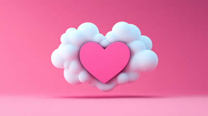 Kenspeckle, A pink heart surrounded by fluffy white clouds on a vibrant pink background.