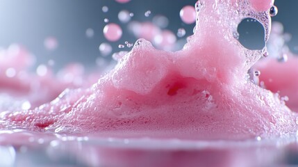 Fototapeta premium Pink foam explosion in a liquid