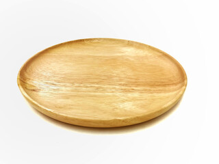 Wooden plate isolated on w background.
