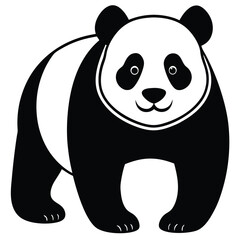 panda silhouette vector isolated on white background.
