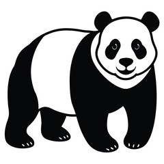 panda silhouette vector isolated on white background.