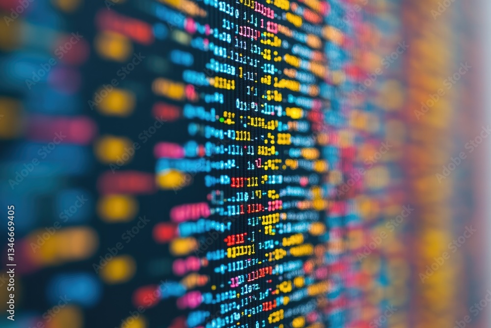 Poster abstract representation of digital code displayed on a screen