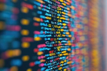 Abstract representation of digital code displayed on a screen