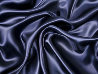 Fototapeta premium Dark Blue Satin Fabric Drape Texture Background