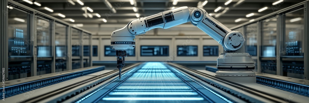 Poster advanced robotic arm in a modern technology setting