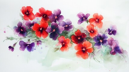 Watercolor pansy bouquet