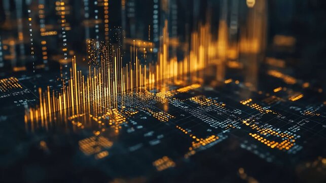 Abstract image depicting technology with binary data and connections