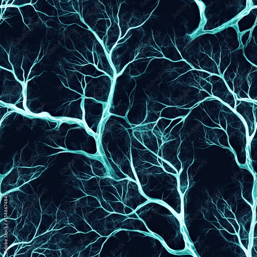Poster glowing seamless pattern x ray design of overlapping tree branches