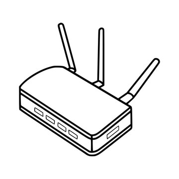black and white router with antennas clip art preview