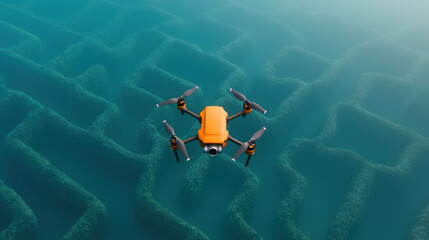 Fototapeta premium high speed aquatic drone gliding over mesmerizing underwater landscape, showcasing its advanced navigation capabilities