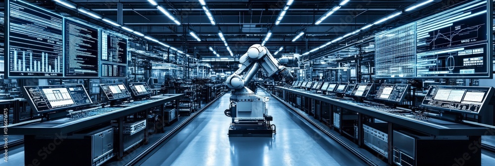 Poster advanced robotic system in high-tech facility setup