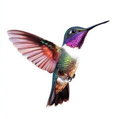 Naklejka premium A colorful hummingbird with open wings and vibrant feather details