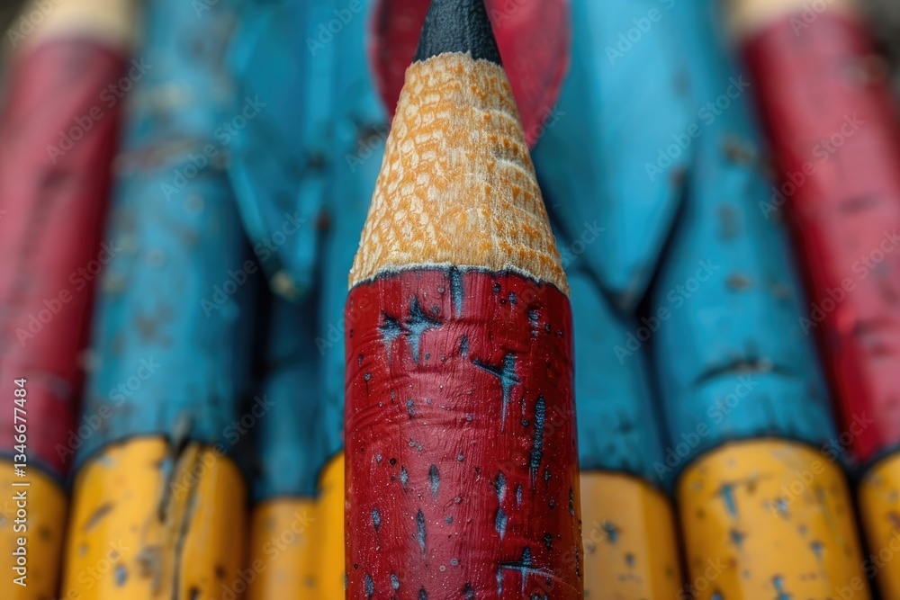 Poster a close up image showcasing the tip of a large pencil