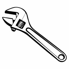 Wrench Tool Icon Black Silhouette Vector