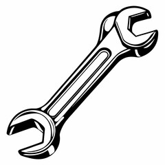Wrench Tool Icon Black Silhouette Vector
