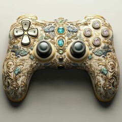 Obraz premium Ornate gold patterned game controller with jewels