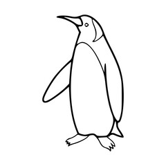 standing penguin line art illustration