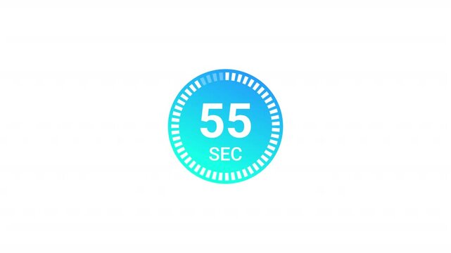 One minute countdown timer animation from 60 to 0 seconds on transparent background 60 second countdown timer, Countdown video with alpha channel.